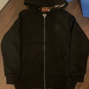 Burberry Black Zip-Up Hoodie with Signature Check Lining